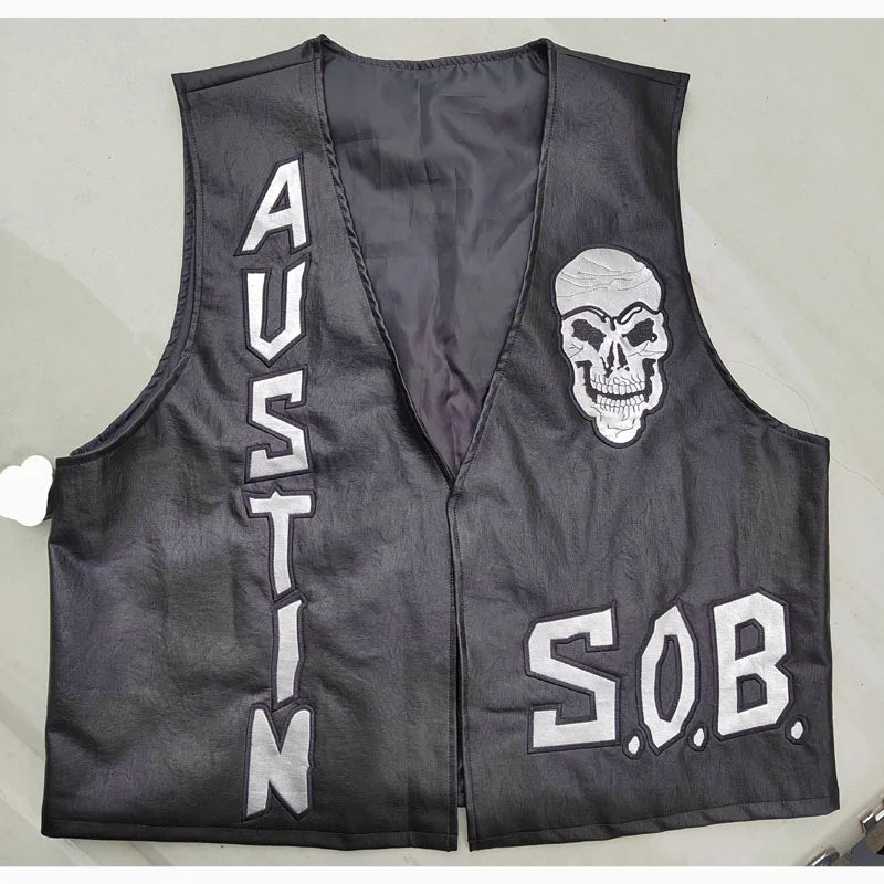 Stone Cold Steve Austin SOB Vest Black 3:16 Skull 100% WHOOP ASS