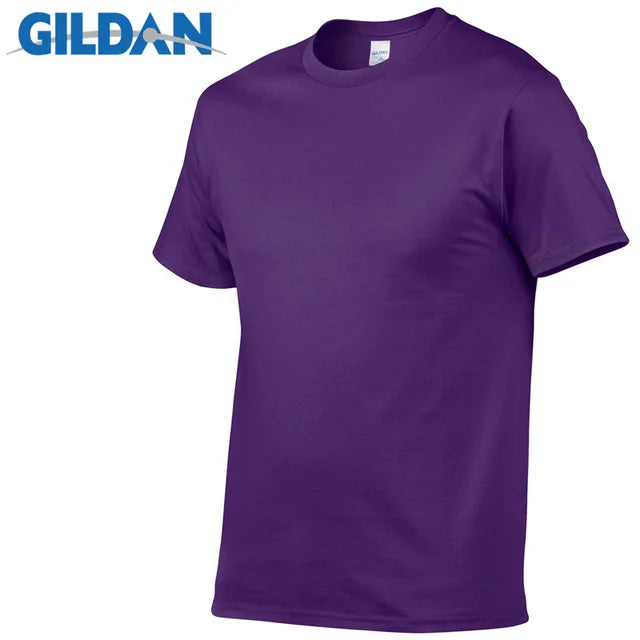 Gildan Brand Summer Casual T-Shirt Men's Short Sleeve Top 100% Cotton Solid Color Sweatshirt Comfortable Breathable Men Clothing