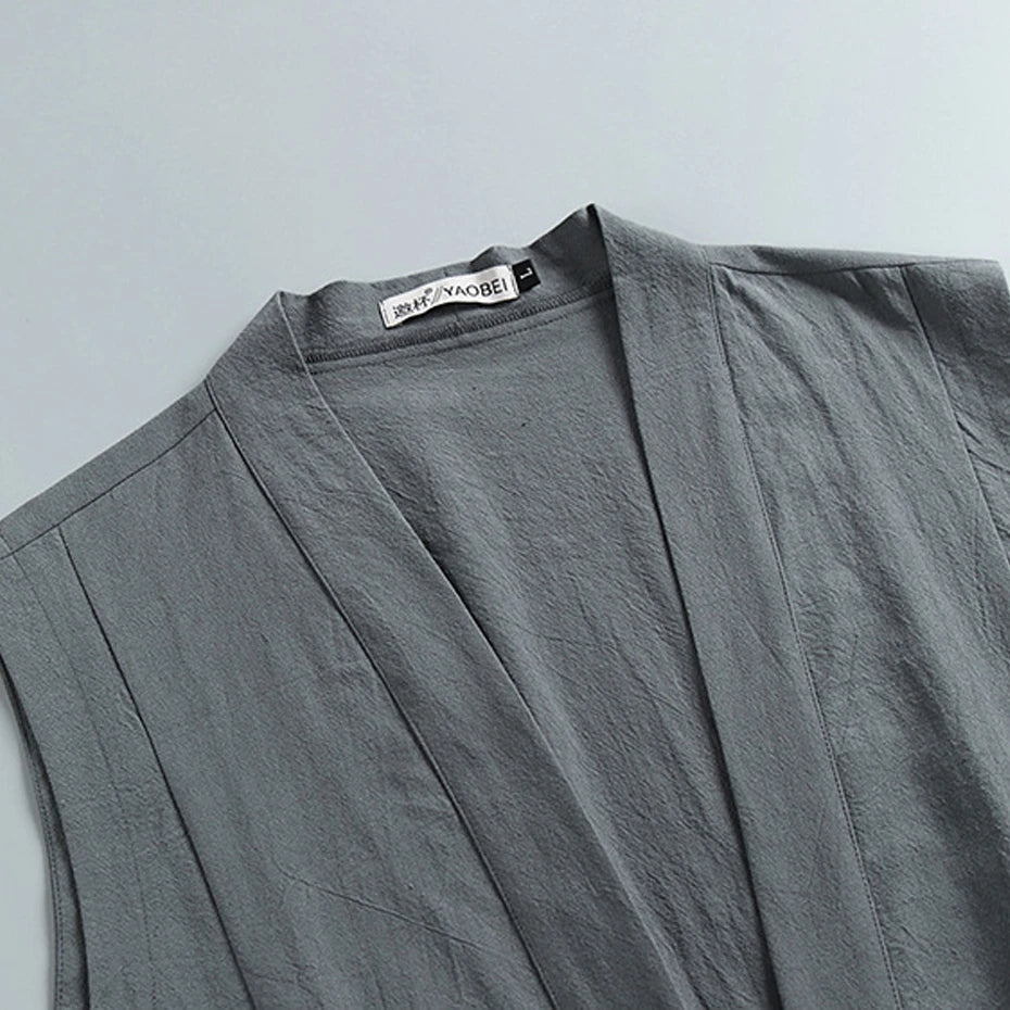 Linen Vest Men Summer Tank Top Plus Size 9XL Fashion Casual Solid Color Vests Male Big Size 9XL