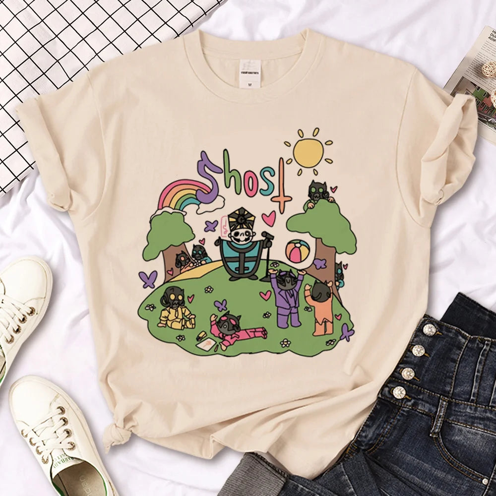 Ghost Band tshirt women comic funny manga t-shirts female Japanese streetwear manga clothing
