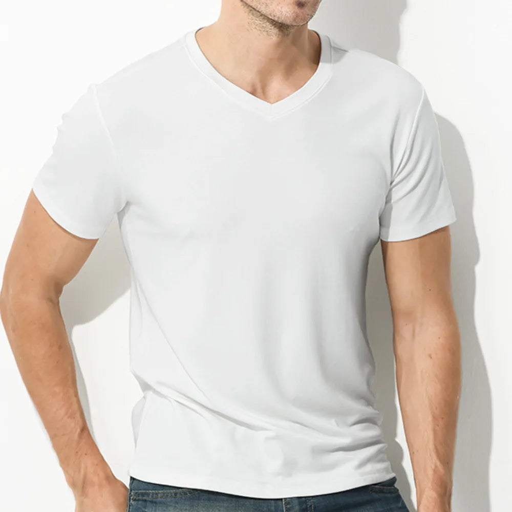94% Modal 6% Spandex Summer Short Sleeve T-shirt Men Crew Neck Solid Color Casual Underwear Brand High Quality Mens Clothing New