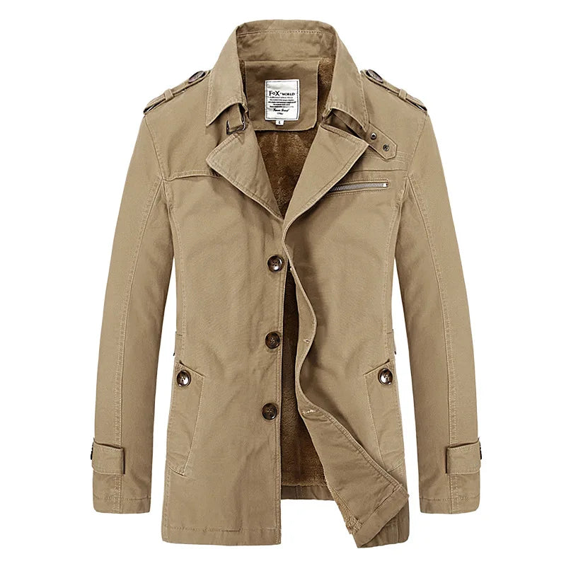 2022 Brand Business Casual Long Section Winter Jacket Men Trench Coat Fashion Windbreaker Mens Overcoat Warmth Plus Size M-5XL