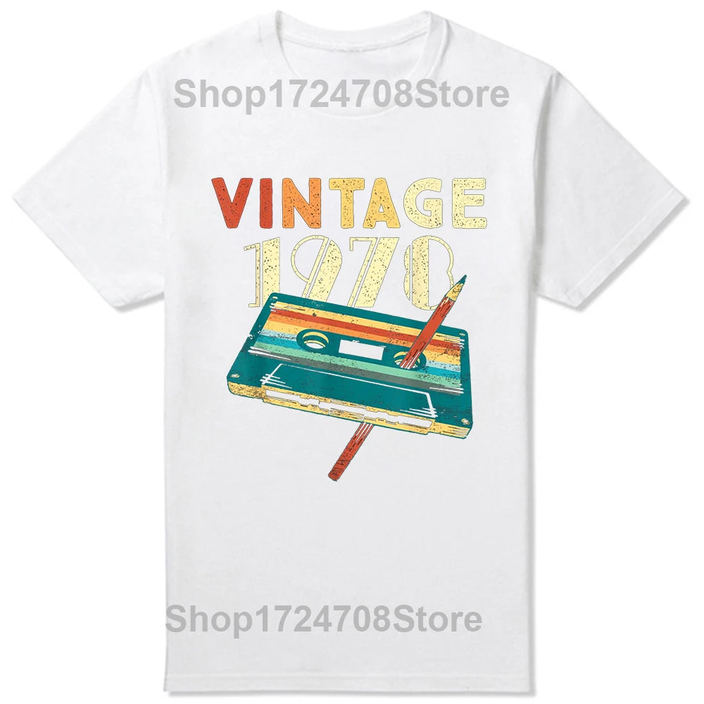 Classic 1978 Vintage Birthday Cassette Est 1978 Edition T Shirts Summer Graphic Cotton Streetwear Short Sleeve Gifts T-shirt