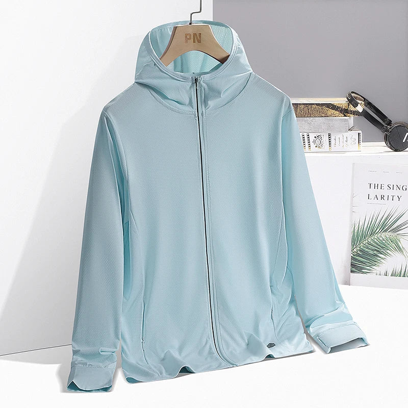 Outdoor Sunscreen Jacket Men's and Women's Summer Lightweight Breathable UV Hooded Coat Casual Running Fishing Men's windbreaker