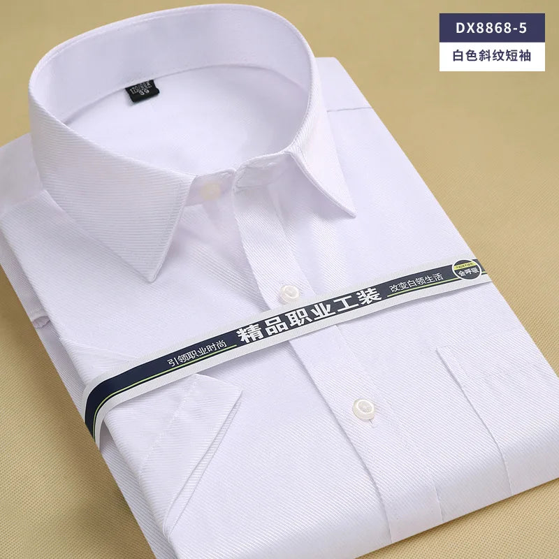 6XL7XL8XL men's short-sleeved shirt Spring/Summer thin Business casual high quality no-iron fashion cotton plus-size solid color