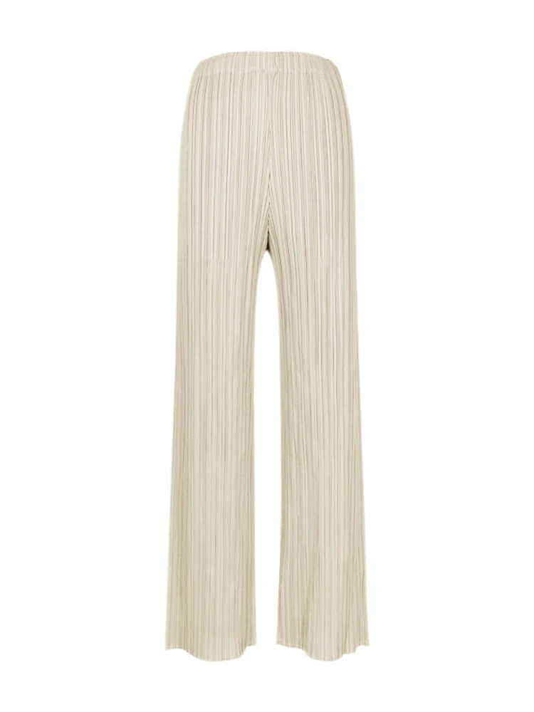 Spring Summer Autumn Women's Casual Elegant Miyake Designer Classical Loose Straight Pleated Pants High Waist Trousers In Stock