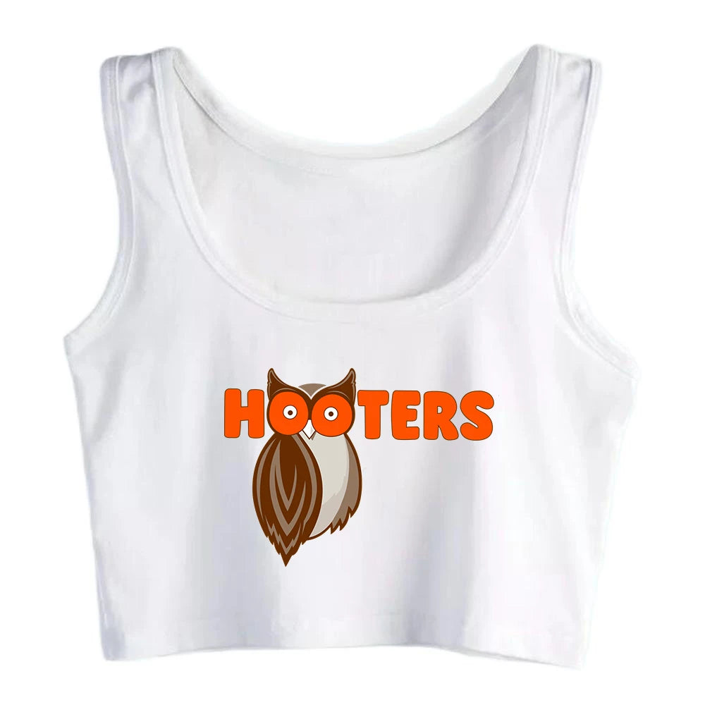 Spoon And Fork Cliparts Hooters Graphics Sexy Slim Fit Crop Top Women's Funny Naughty Training Tank Tops Fashion Sports Camisole