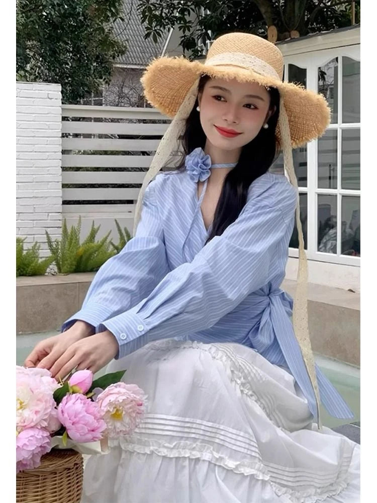 French Elegant Vintage Shirts Office Lady Button Spring Clothing Long Sleeve Loose Casual Korean Fashion Blouse Tees Y2k Tshirts