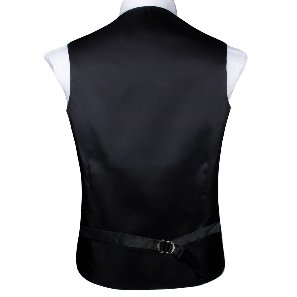 Hi-Tie Navy Blue Mens Vest Formal Silk Paisley Waistcoat Jacket Tie Handkerchief Cufflinks Set For Male Dress Suit Wedding Party