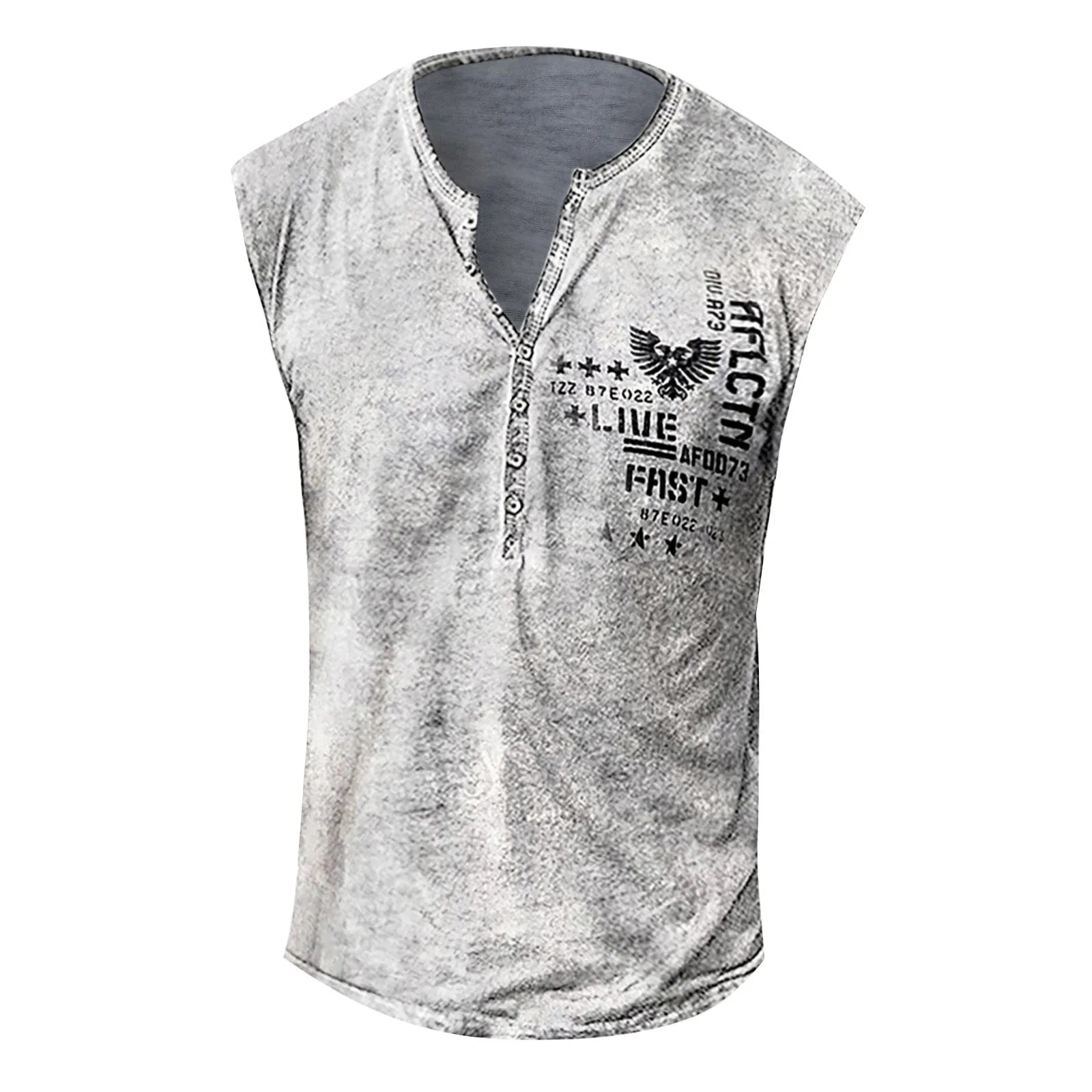 Men’s Summer Washed Fabric Surf Beach Cool Top Large Size Casual Breathable Sleeveless Top Loose Printed Tank Top With Buttons