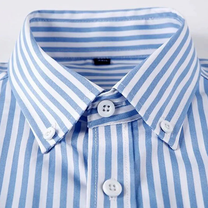 Summer new young men's striped short-sleeved shirt non-ironing anti-wrinkle business casual fashion breathable trend everything