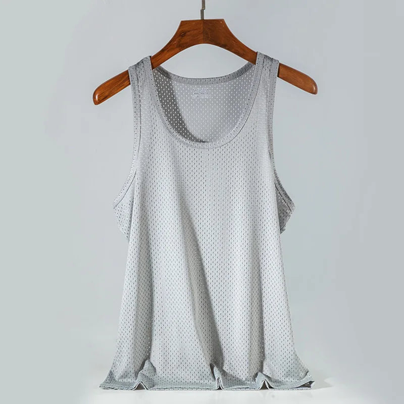 Summer Mesh Tank Top Men Gym Fitness Quick Dry T-shirt Mens Clothing Slim Fit Bodybuilding Sleeveless Shirts Men Basketball Vest