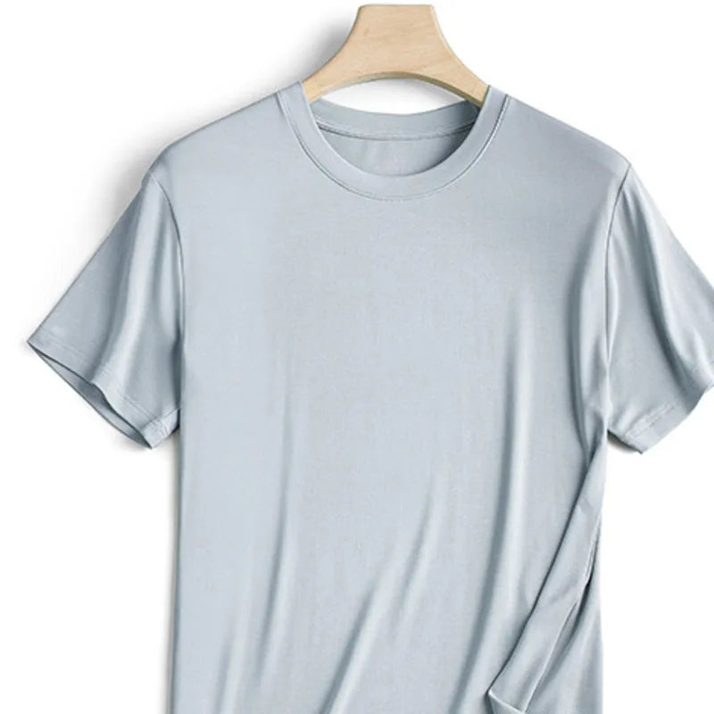 94% Modal 6% Spandex Summer Short Sleeve T-shirt Men Crew Neck Solid Color Casual Underwear Brand High Quality Mens Clothing New
