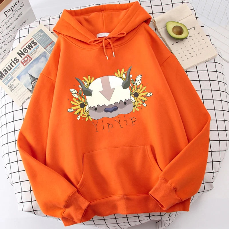 Harajuku Anime Avatar The Last Airbender Hoodies Sweatshirt Men Women Fashion Cartoon Appa Print Winter Casual Loose Men Hoody