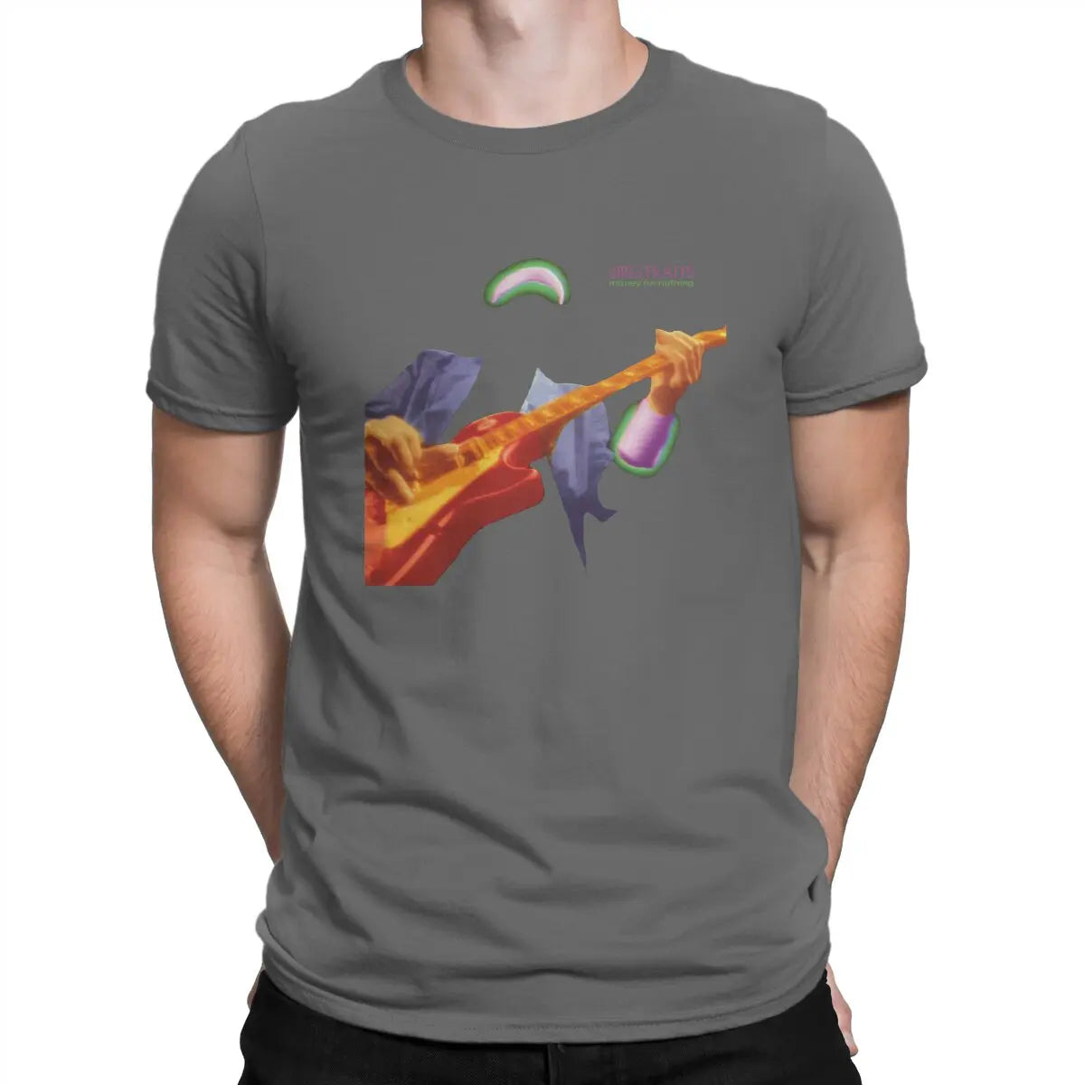 Funny Money For Nothing Music T-Shirts Men O Neck 100% Cotton T Shirts Dire Straits Band Short Sleeve Tees 6XL Clothes