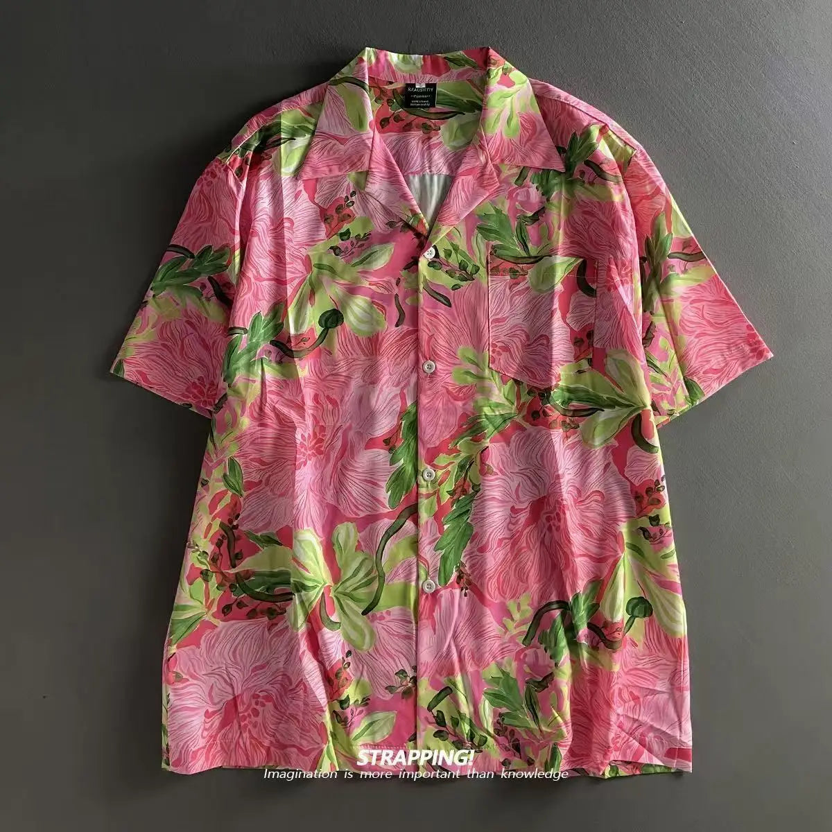 Pink Graffiti Floral Cuban Collar Hawaiian Shirts Women and Men Short Sleeve Button Up Vintage Beach Blusas Vocation Summer 2025