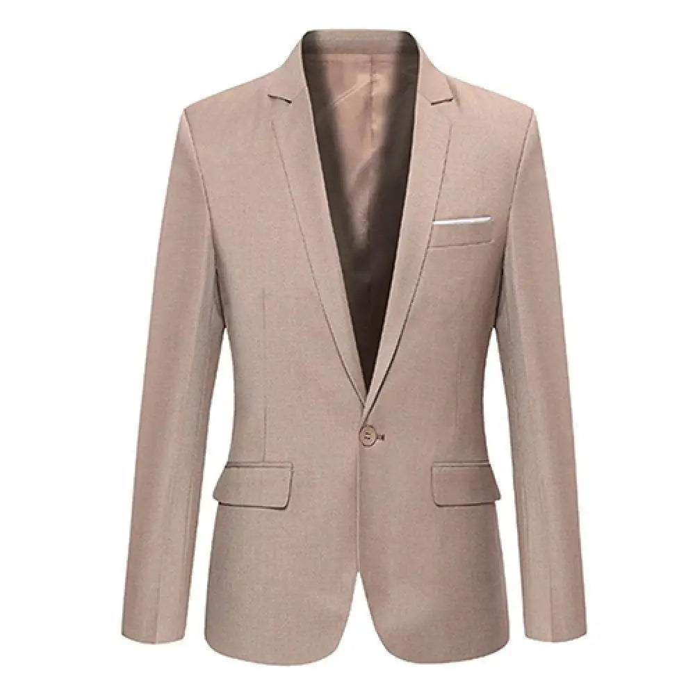 Men Blazers Slim Autumn Suit Business Formal Party Male Suit One Button Lapel Casual Long Sleeve Pockets Top Plus Size