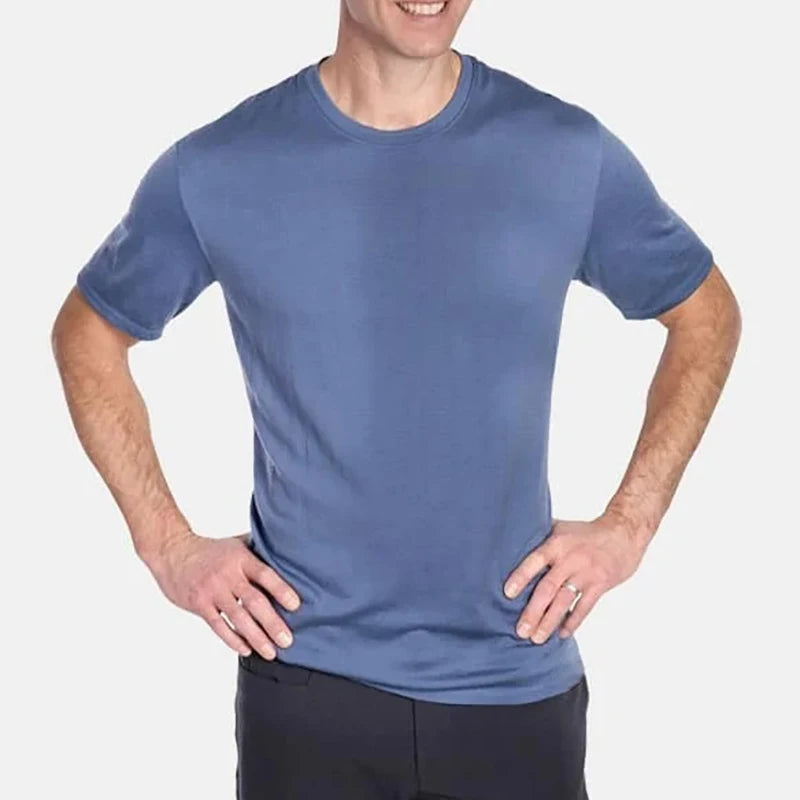 Men's Merino Wool Base Layer Tee T-Shirt 180GSM Wicking Breathable Quick Dry Anti-Odor ASIA Size