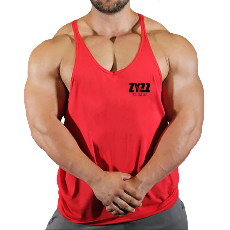 Gym Sleeveless Shirt Men Bodybuilding Tank Tops Fitness Workout Cotton Print Singlet Stringer Undershirt Male Casual Summer Vest