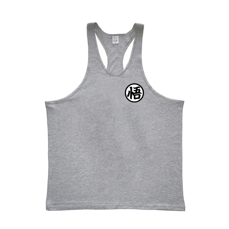 Profession Bodybuilding Stringer Tank Tops Mens Japanese Anime Logo Wu Font Printing Y Back Fitness Gym Clothing Muscle Singlets