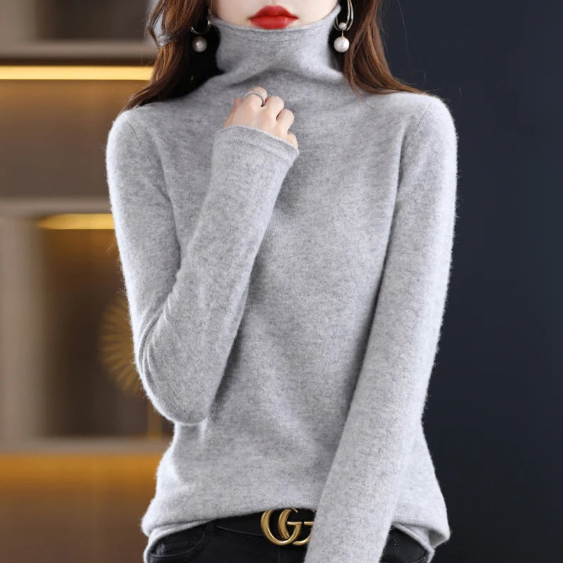 New 100% Merino Wool Turtleneck Cashmere Sweater In Autumn And Winter Women's Casual Knitted Coat Women's Coat Korean Fashion