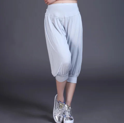 1pcs/lot woman modal yoga pants female summer solid belly dancing calf length pants