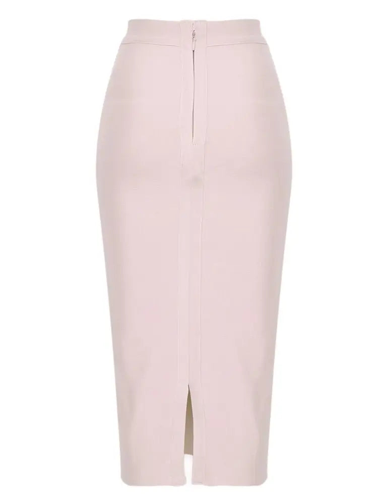BEAUKEY Sexy Blue Mid Calf HL Bandage Pencil Skirt Long Bodycon Women Stretchable Split Skirt Wholesale XL Red Lady Skirts