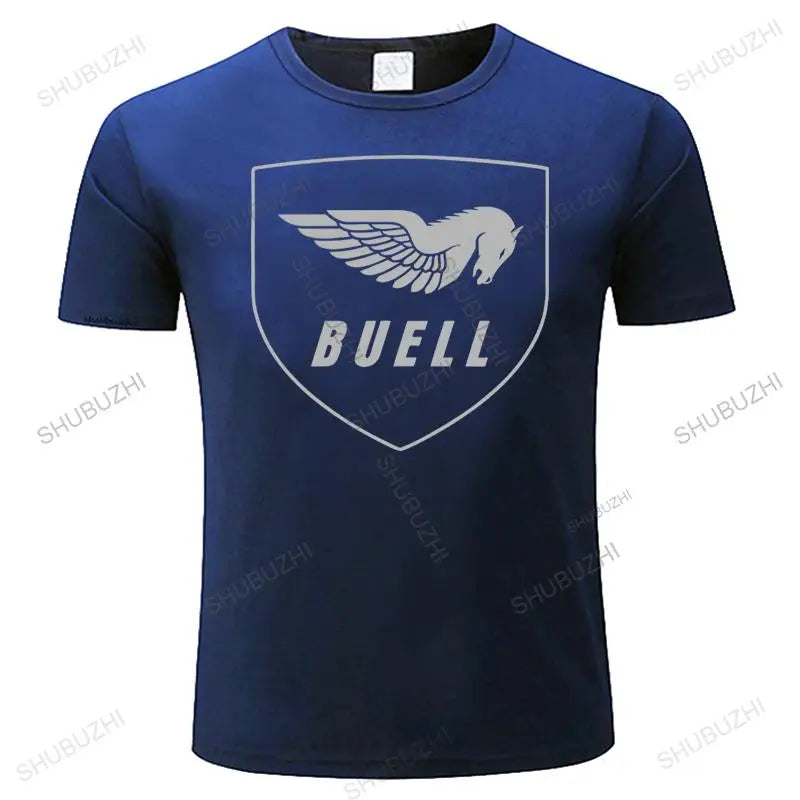men's summer high quality t shirt Buell Motorcycle Company Logo Loose Size Tee Shirt unisex fashion crew neck t-shirt black