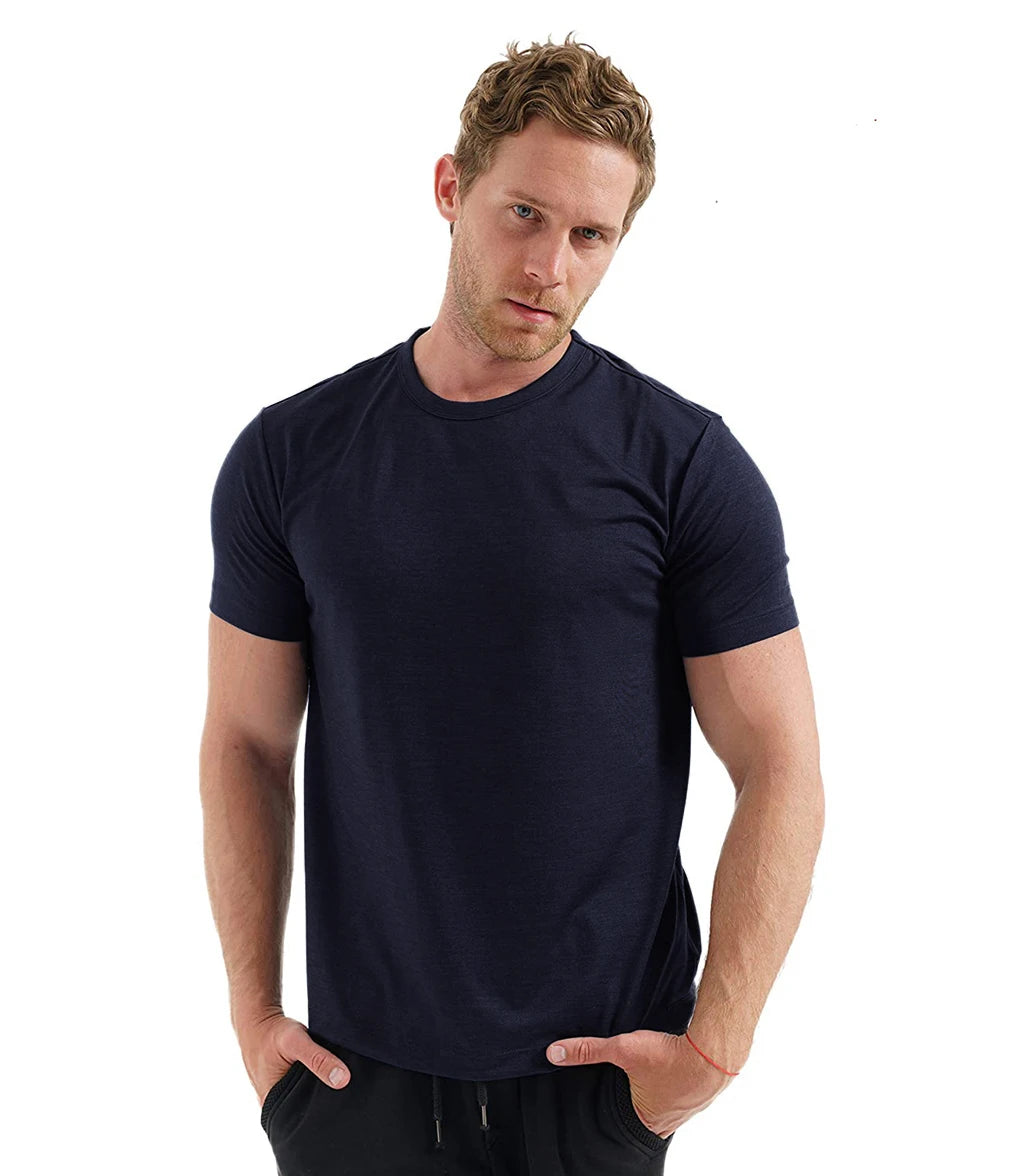 100% Superfine Merino Wool T shirt Mens Base Layer Merino Shirt Wicking Breathable Quick Dry Anti-Odor No-itch USA Size