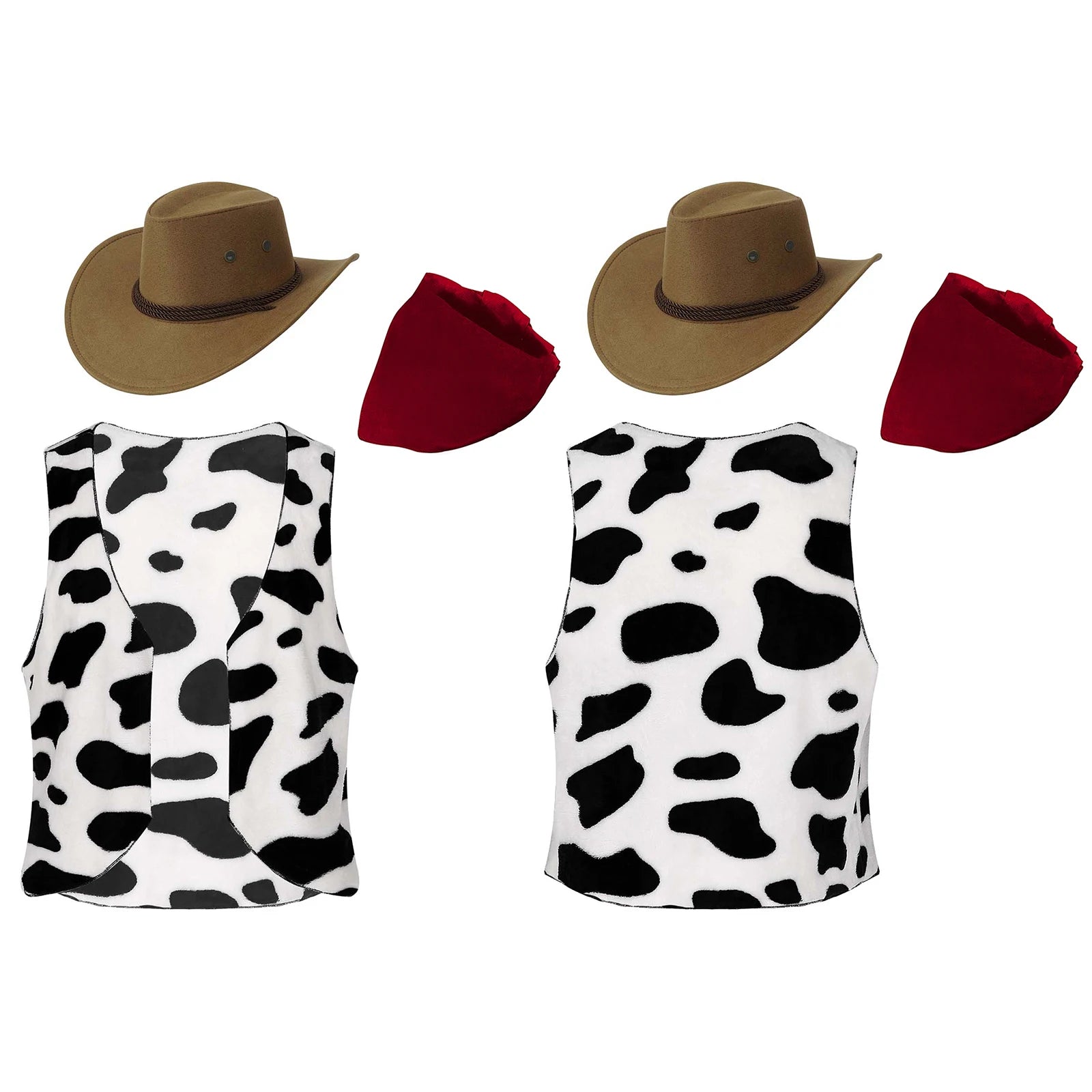 Men Cow Print Open Front Coat Jacket Vest Halloween Festival Hippie Costume Cowboy Cardigan Cosplay Party Fancy Dress Up