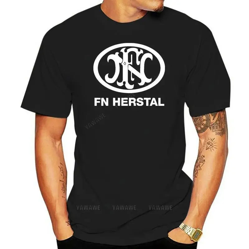 mens tee-shirt New FN Herstal Logo Short Sleeve Black Men T-Shirt Size S-5XL vintage style short sleeve Oversized t shirts