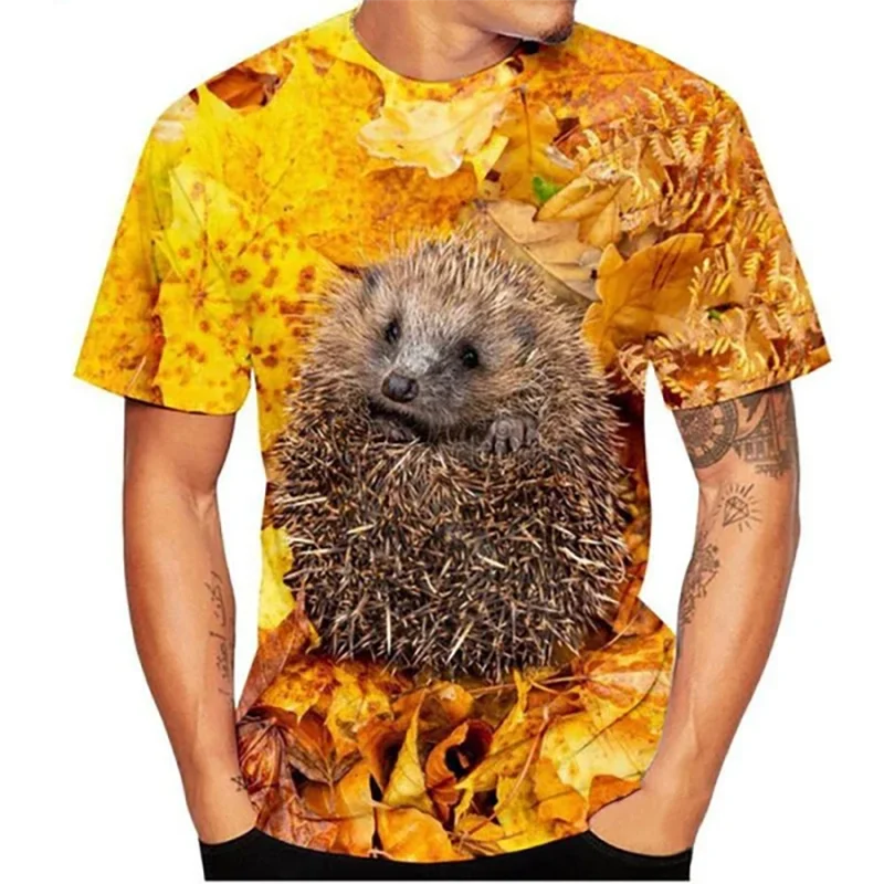 Summer Hedgehog Animal 3D Print T-Shirts Streetwear Casual Men Women Fashion Short Sleeve T Shirt O-Neck Kids Tees Tops Clothing