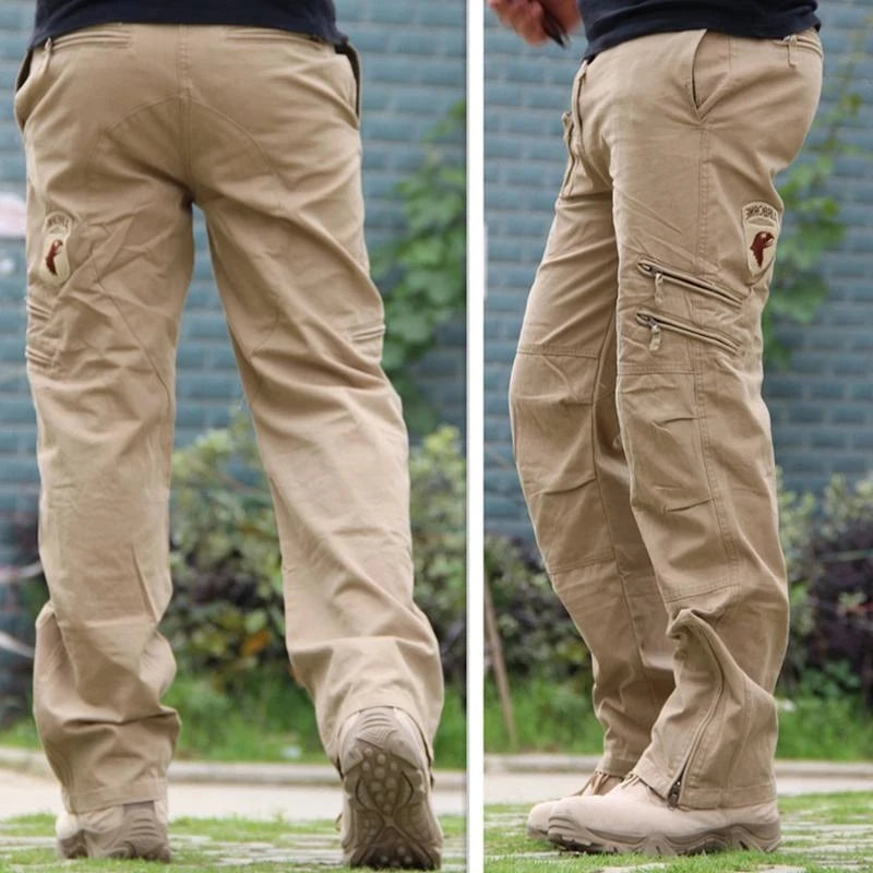2024 Men's Cargo Pant Cotton Outdoors Tactical Pant Men Vintage Camo Green Work Many Pocket Cotton Camouflage Black Trouser