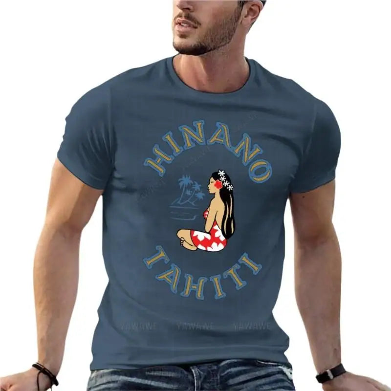 Hinano Tahiti Beer Gift Oversized T-Shirt Brand Men Clothing 100% Cotton Streetwear Large Size Top Tee