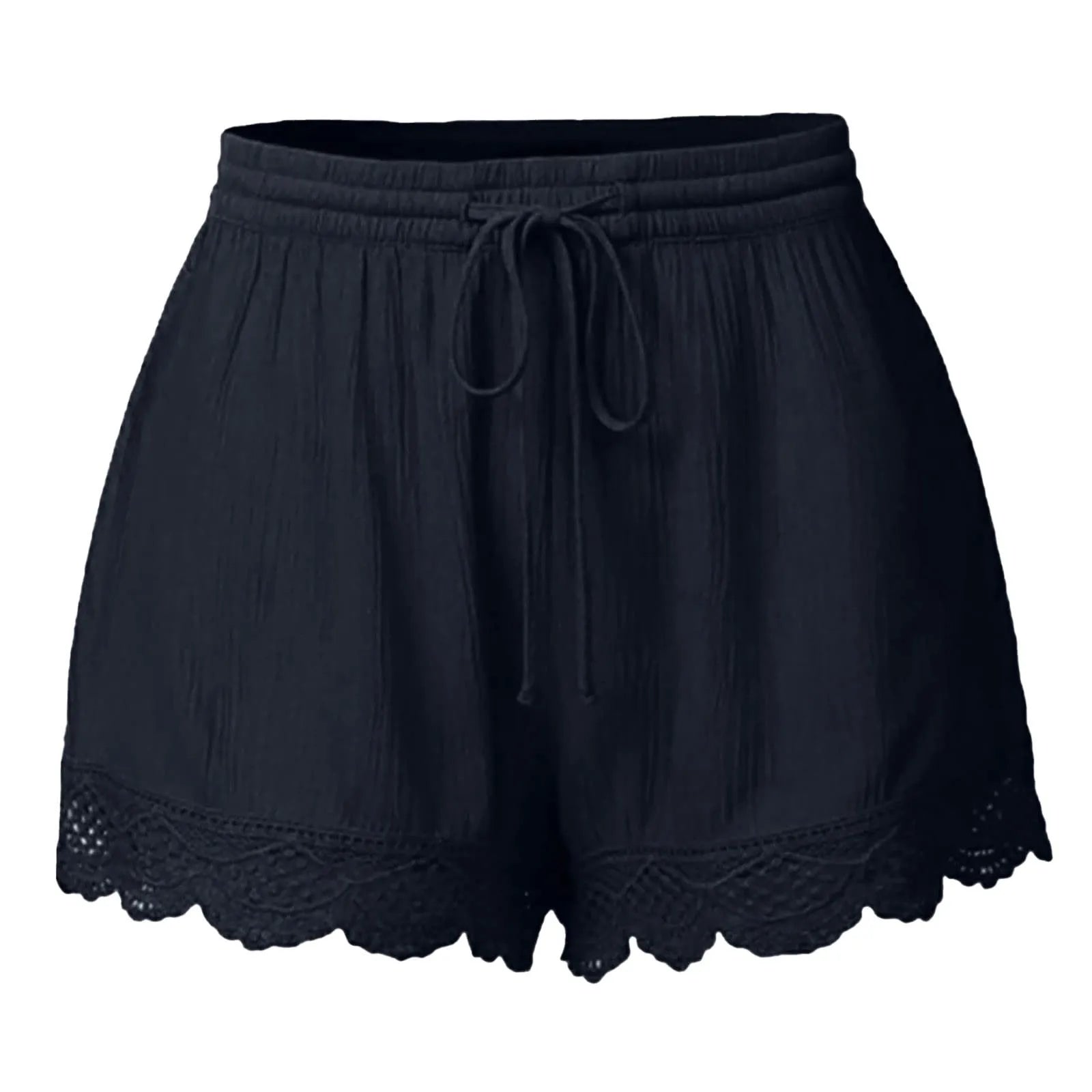 Women Lace Up Shorts Summer Casual Elastic Waist Wide Leg Sweat Fitness Running Short 2024 High Quality Thick Fabric Mini Shorts