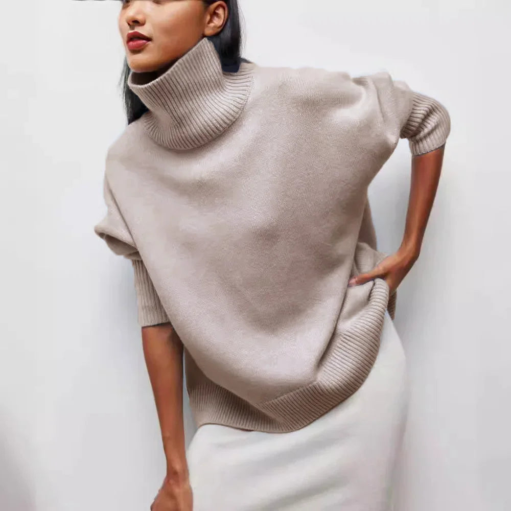Autumn Winter Casual Fleece Thickened Warm Sweater Women's Turtleneck Solid Sweater Knitting Pullovers Rollneck Slim Fit Top