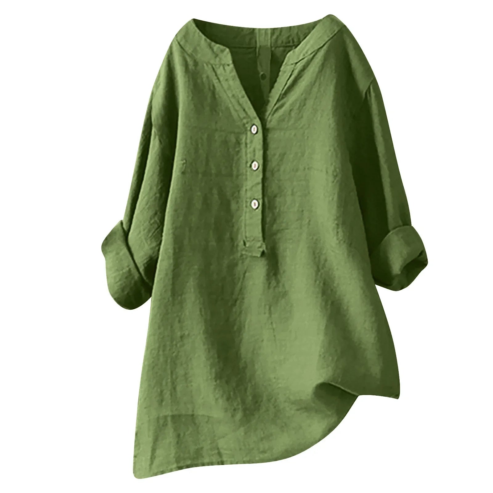 2025 Vintage Cotton Linen Shirts for Women Spring Summer Casual Loose Long Sleeve Shirt Ladies Oversize V-neck Blouse Tunic Tops