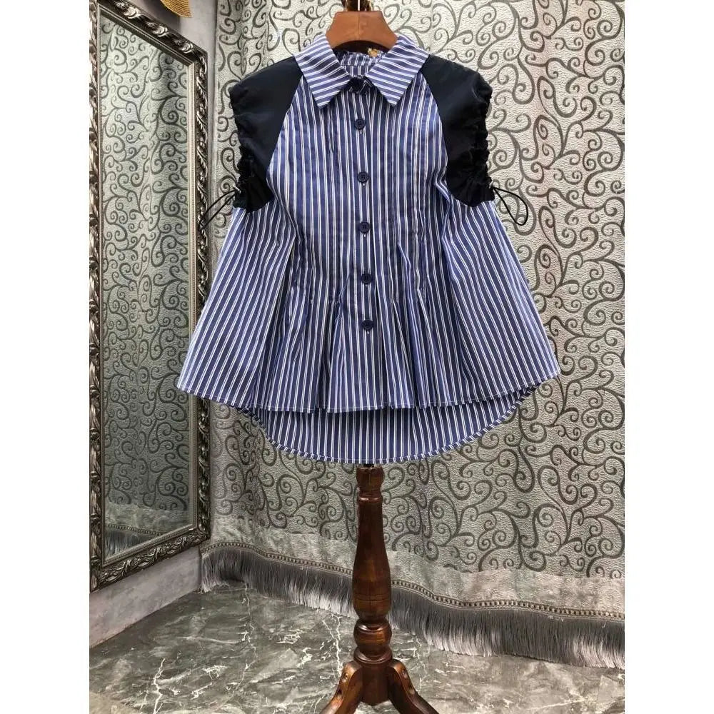Neploe Turn Down Collar Single-breasted Blouse Pleated Drawstring Patchwork Shirts Korean 2025 Fashion Loose Casual Blusas