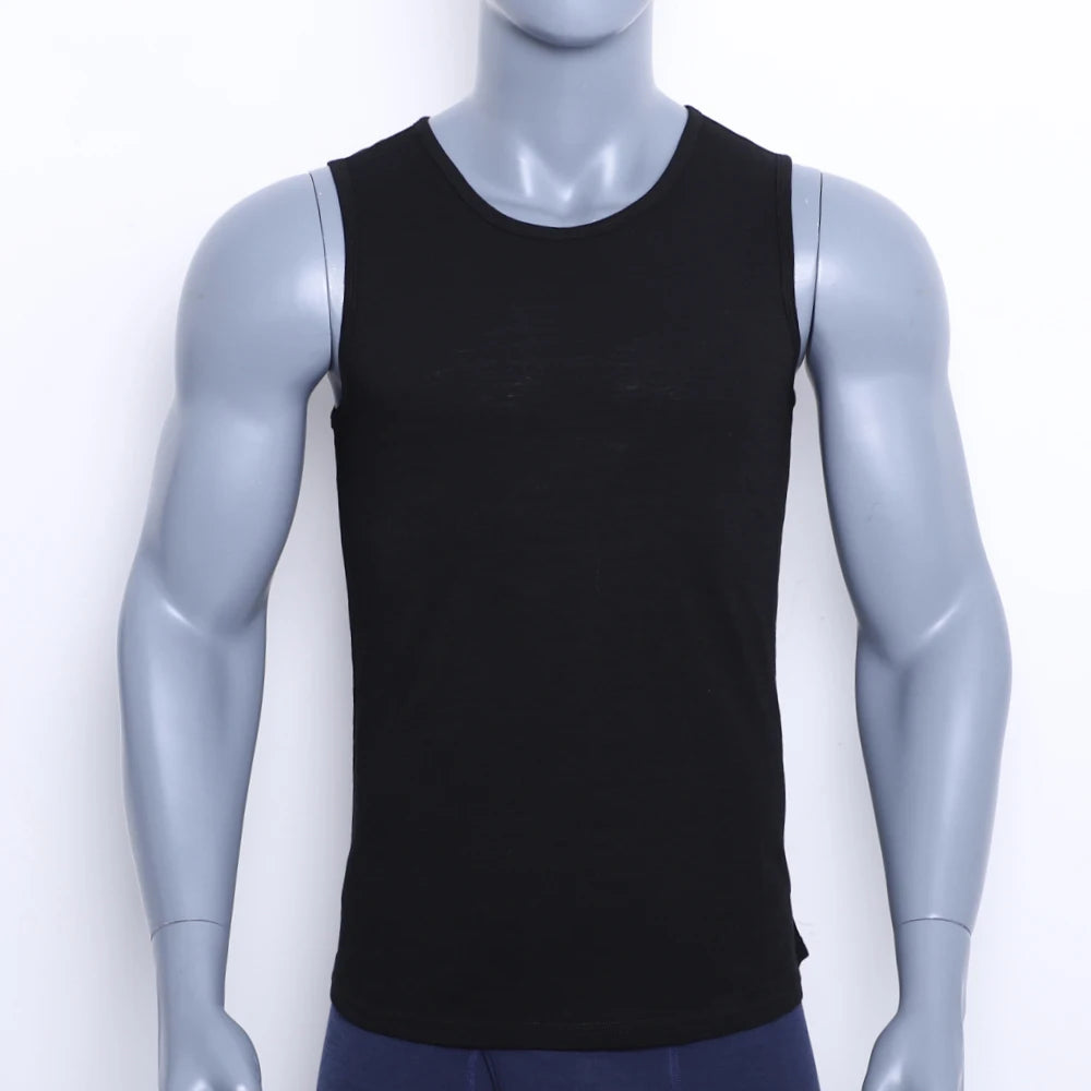 100% Merino Wool Tank Top Men Ultralight Merino Wool Base Layer Tank Tops Men Sleeveless Shirt Wicking Breathable Anti-Odor