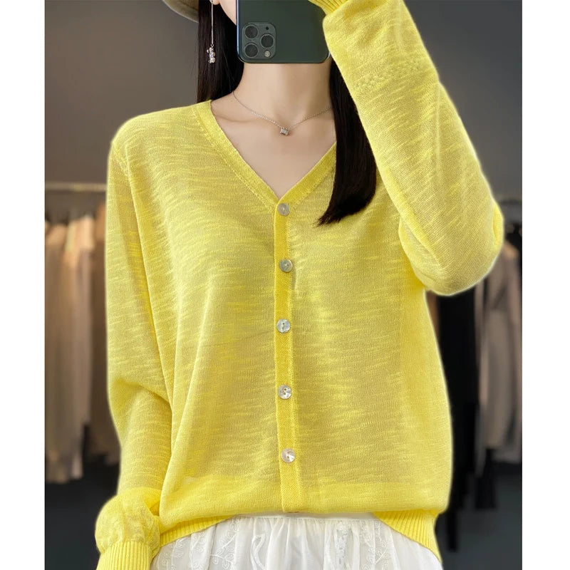 Summer New Women's Floral Yarn Ice Silk Knitted Cardigan Breathable Cool Sun Protection Sexy Cardigan NJR-330