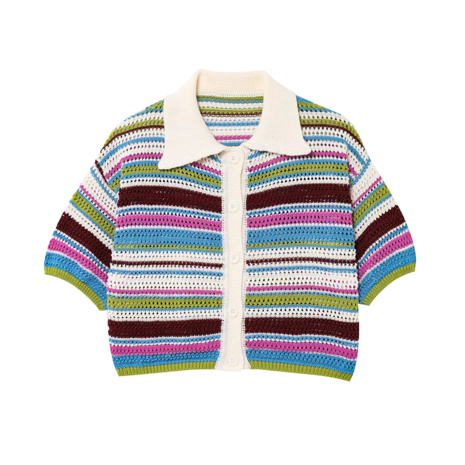 PB&ZA2024 autumn new women's clothing fashion temperament slim fit casual POLO collar short knitted sweater striped shorts set