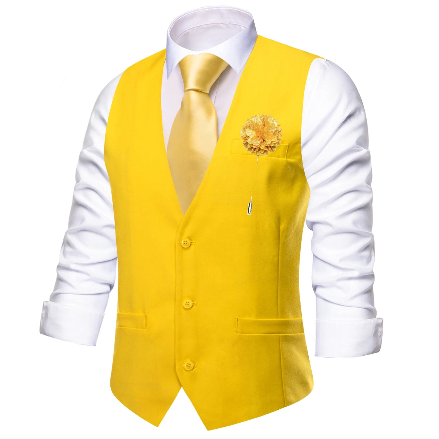 Hi-Tie Sky Blue Men's Silk Vest New Solid Slim Waistcoat Neck Tie Hanky Cufflinks Brooch Set for Men Suit Wedding Party Designer