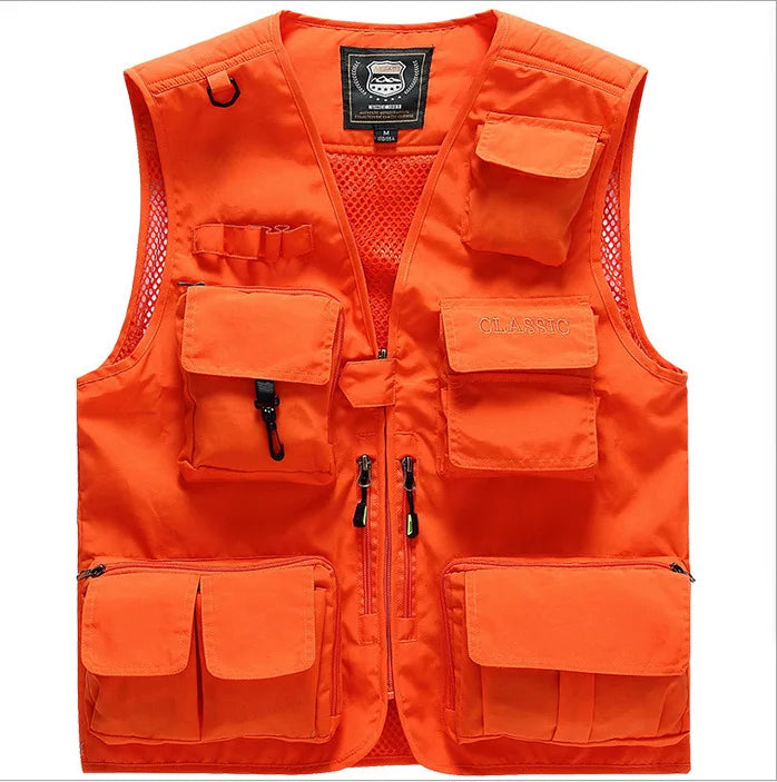 Waistcoat Vest Jacket Men Multi-Pocket Classic Summer Outdoor Work Safari Fishing Travel Photo Vest with Pockets Sleeveless Coat