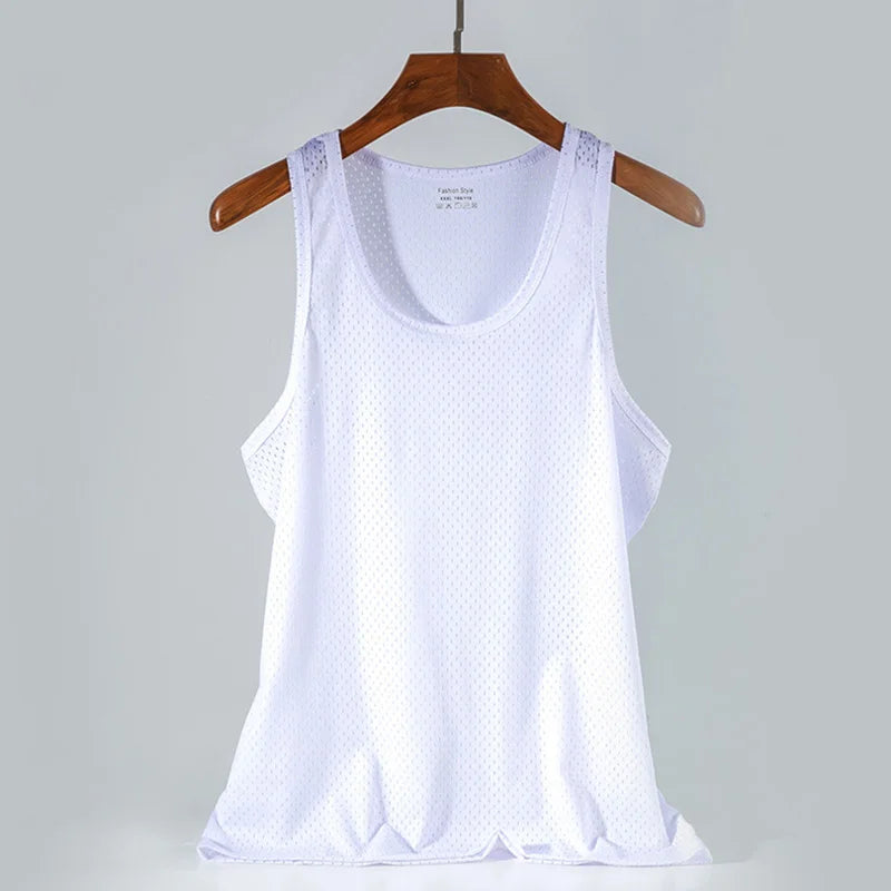 Summer Mesh Tank Top Men Gym Fitness Quick Dry T-shirt Mens Clothing Slim Fit Bodybuilding Sleeveless Shirts Men Basketball Vest