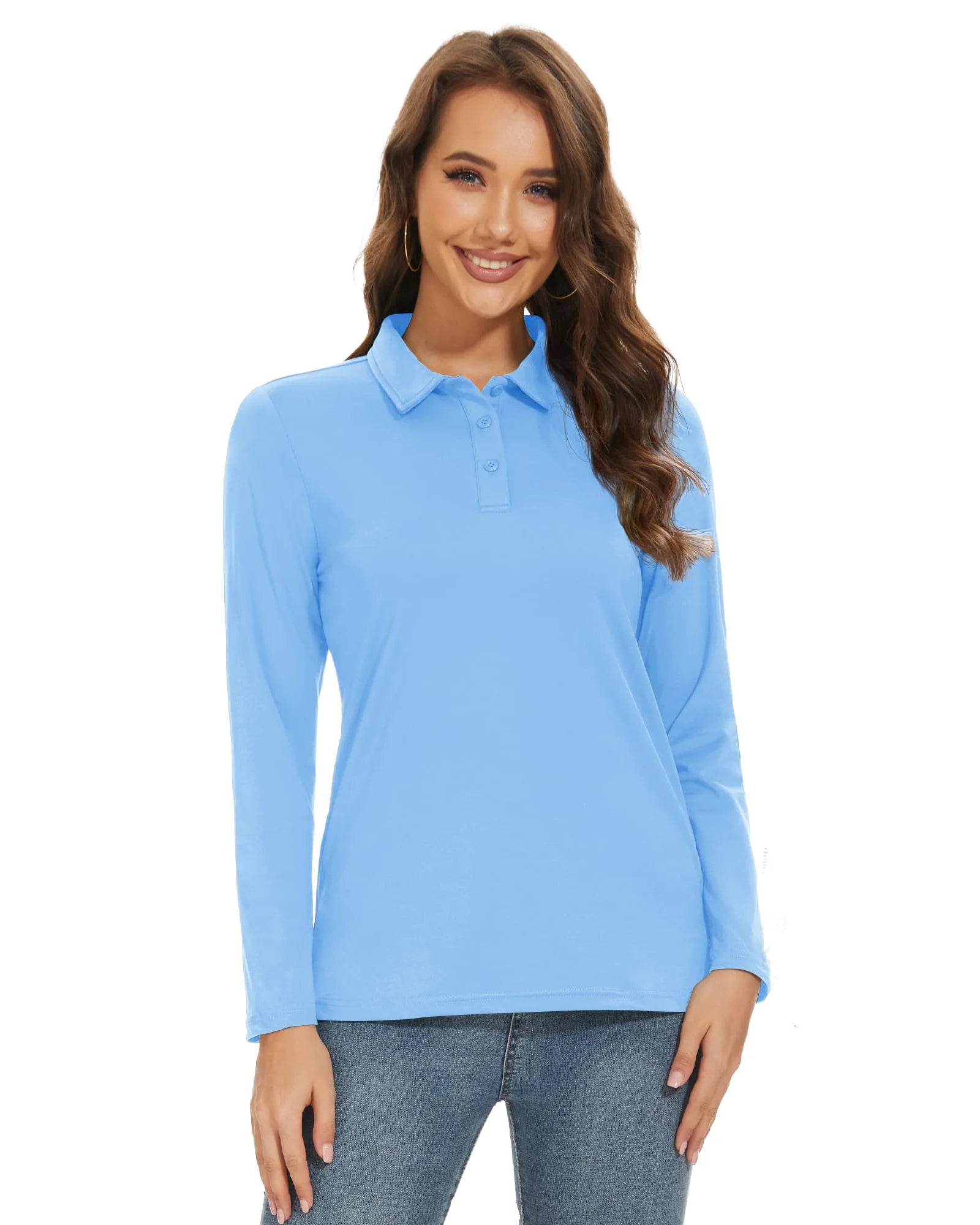 TACVASEN UPF 50+ Golf Polos Shirts Womens Quick Dry Long Sleeve Polo T-shirts Outdoor Traning Hiking T Shirt Pullover Tops