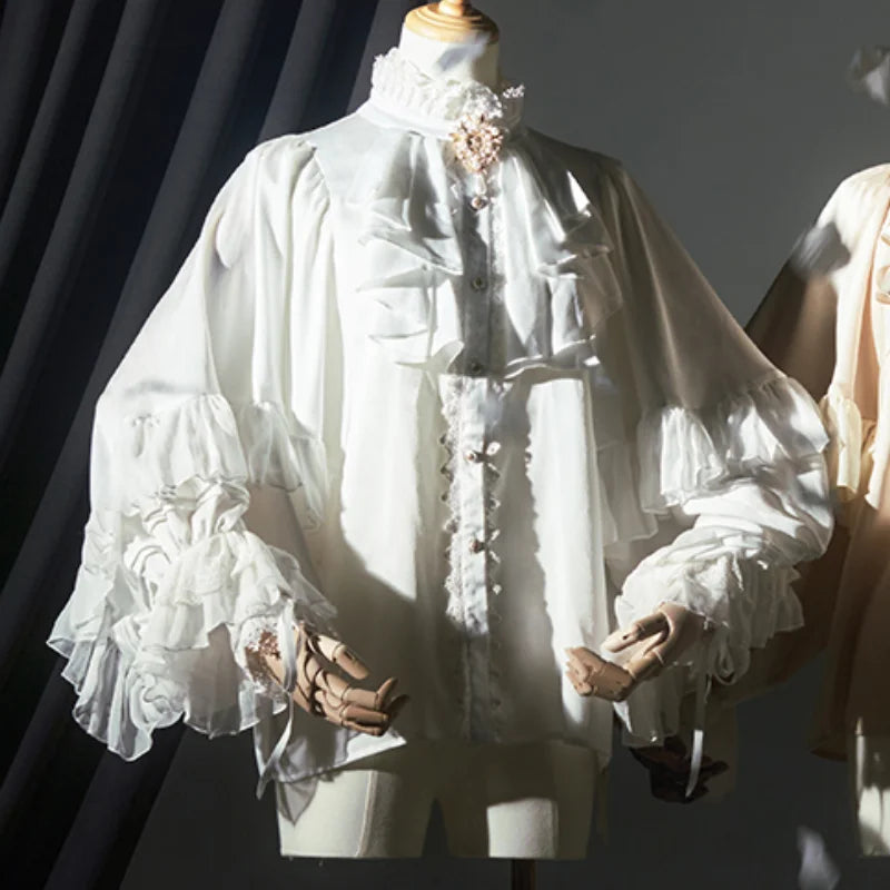 Victorian Gothic Vintage Lolita Shirts Women Elegant Lace Patchwork Batwing Sleeve Blouse Tops Female Y2k Aesthetic JK Blusas