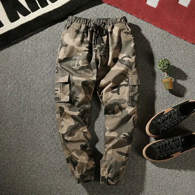 Camouflage Cargo Pants Men Cotton Streetwear Korean Hip Hop Joggers 7XL Loose Fit Casual Trousers Multi-Pockets Elastic Waist