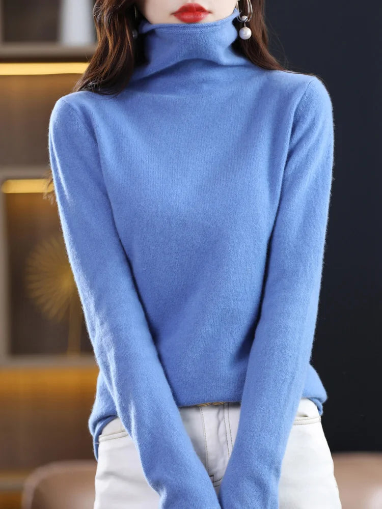 New 100% Merino Wool Turtleneck Cashmere Sweater In Autumn And Winter Women's Casual Knitted Coat Women's Coat Korean Fashion