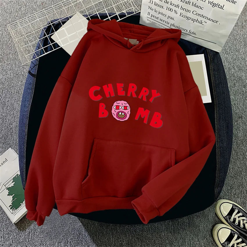 Winter Womens Hoodie The Creator Cherry Bomb Graphic Vintage Hip Hop Sweatshirts Casual Streetwear Unisex Pullover Women Hoodies