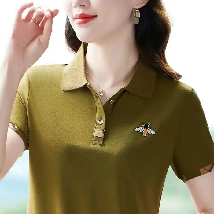 Polo Shirt Women's Summer Designer Lapel Short Sleeve T-shirt 2025 New Fashion Embroidered Thin T-shirt Golf Shirt Women